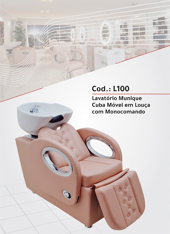 L100 - Lavatório Munique com Cuba Móvel em Louça - Com Monocomando Água Quente | Fria