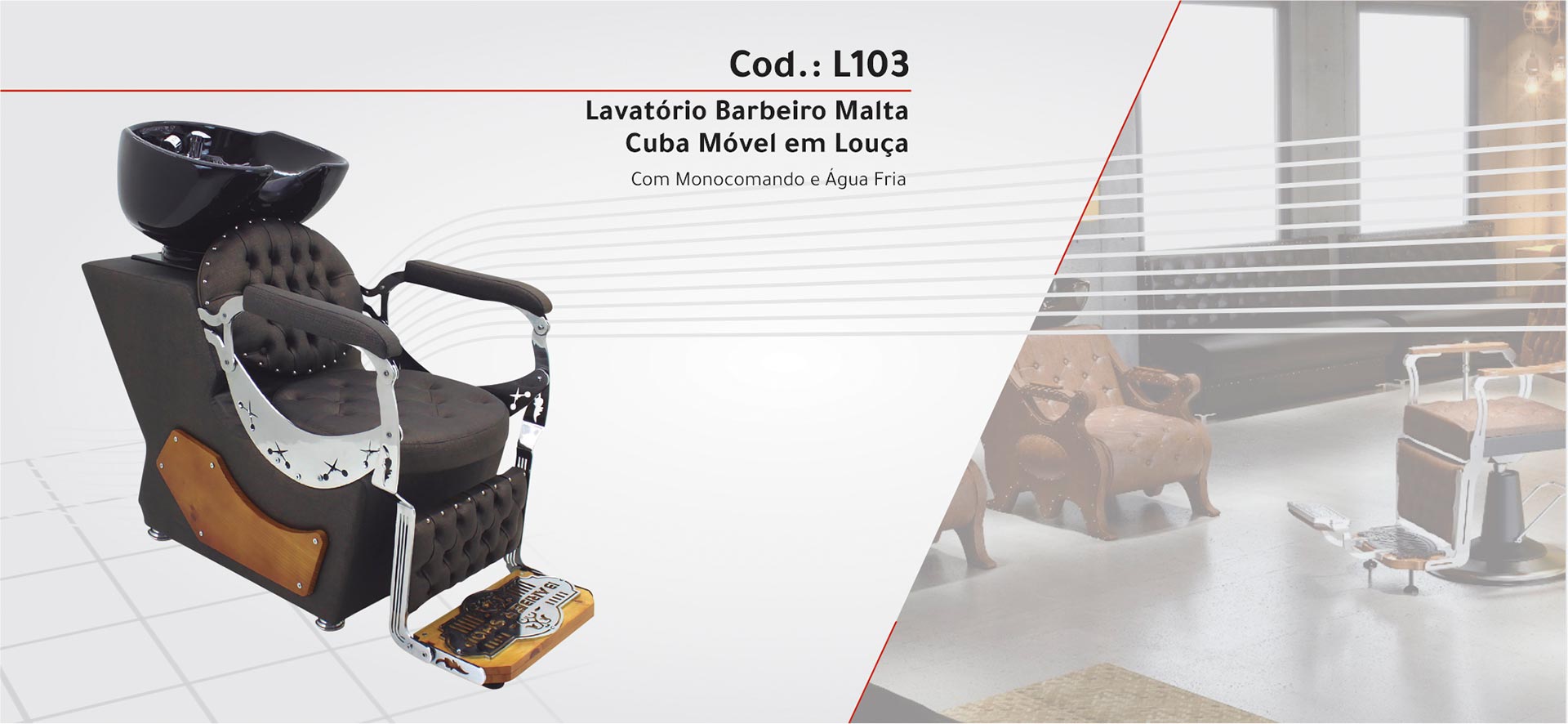 L103 - Lavatório Malta Cuba Móvel em Louça - Com Monocomando Água Quente | Fria