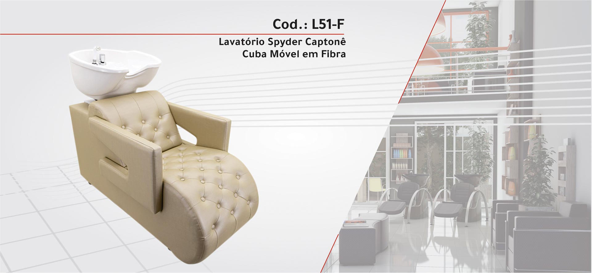 L51-F - Lavatório Spyder Captonê Cuba Móvel em Fibra