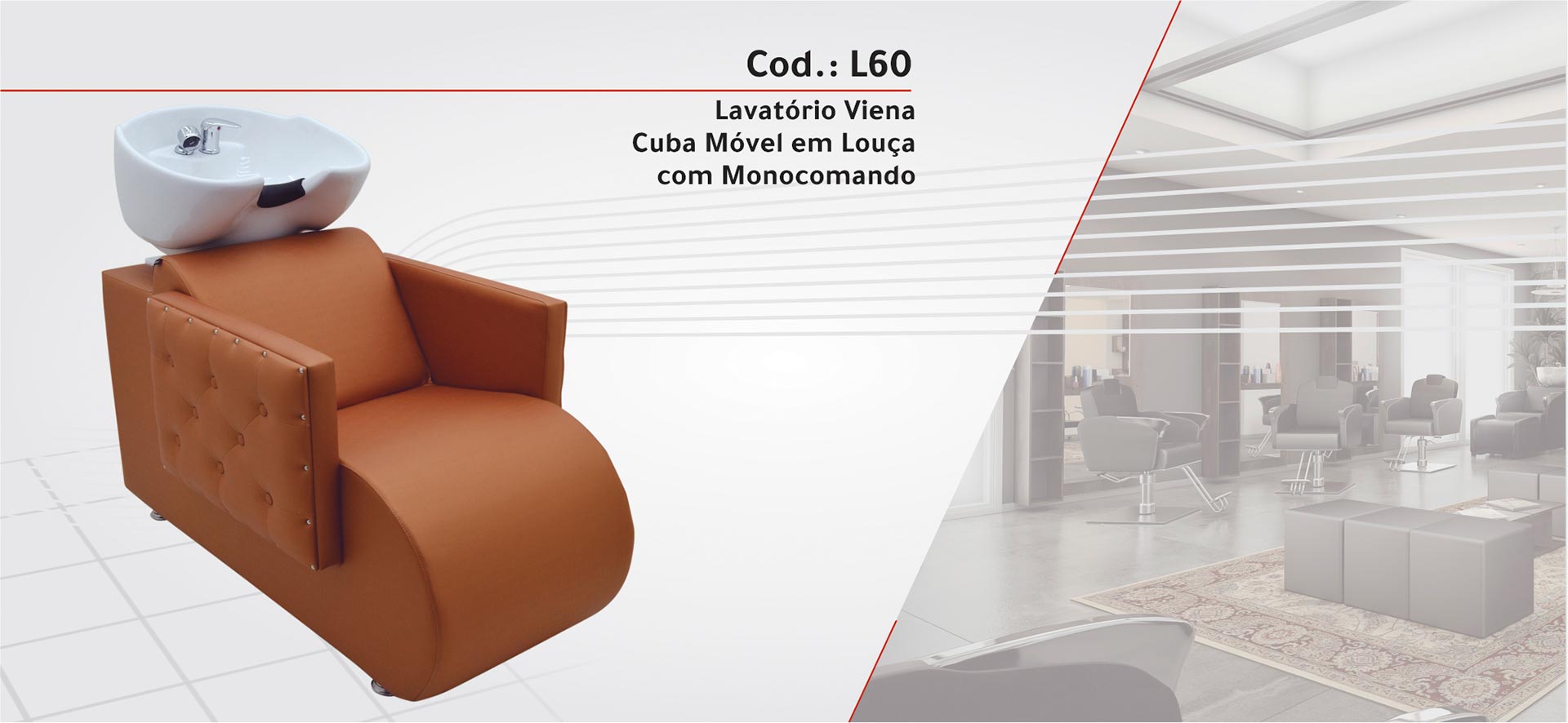 L60 - Lavatório Viena Cuba Móvel em Louça - Com Monocomando Água Quente | Fria