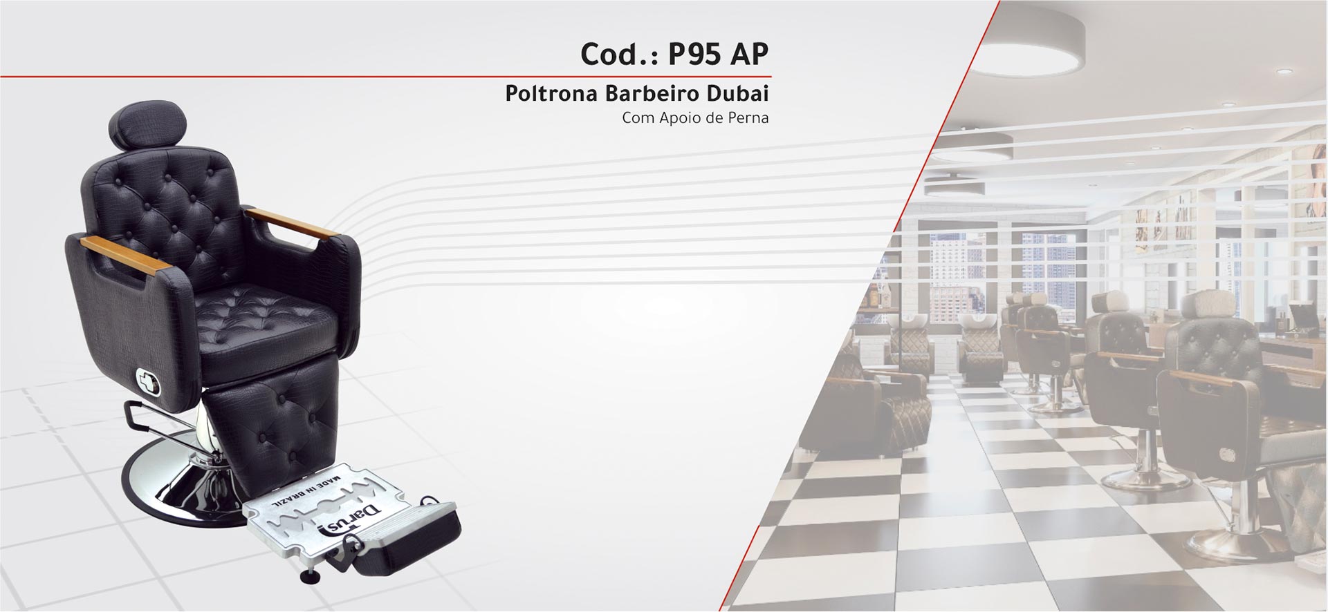 P95 - AP - Poltrona Barbeiro Dubai Com Apoio De Perna